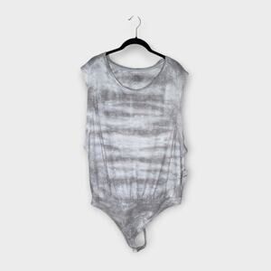 NEW Intimately Free People Sleeveless Womens Bodysuit Lg Gray White Cotton Hemp